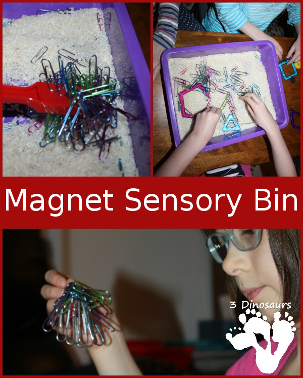 Playing with Magnets Sensory Bin - 3Dinosaurs.com