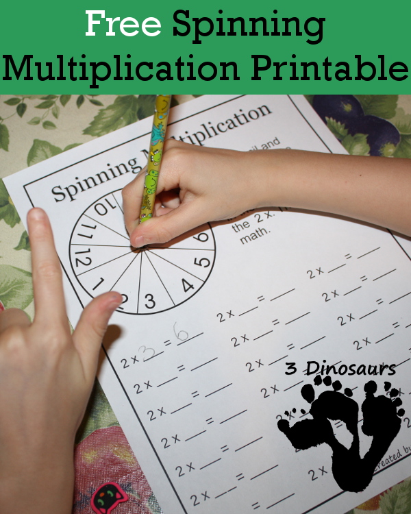 Free Spinning Multiplication Printable - 3Dinosaurs.com