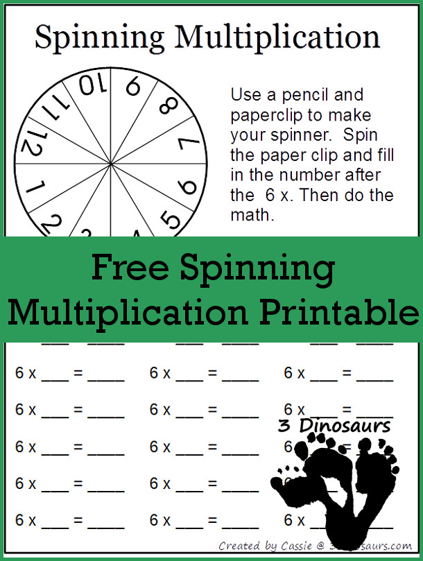 Free Spinning Multiplication Printable - 3Dinosaurs.com