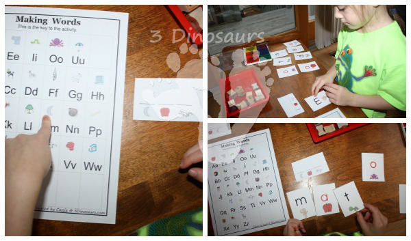 Using BOB Books Printables: Making Words - 3Dinosaurs.com