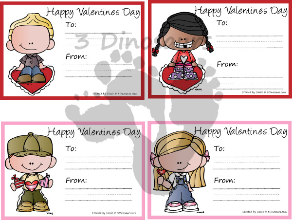 Free Valentines Cards Printables - 3Dinosaurs.com
