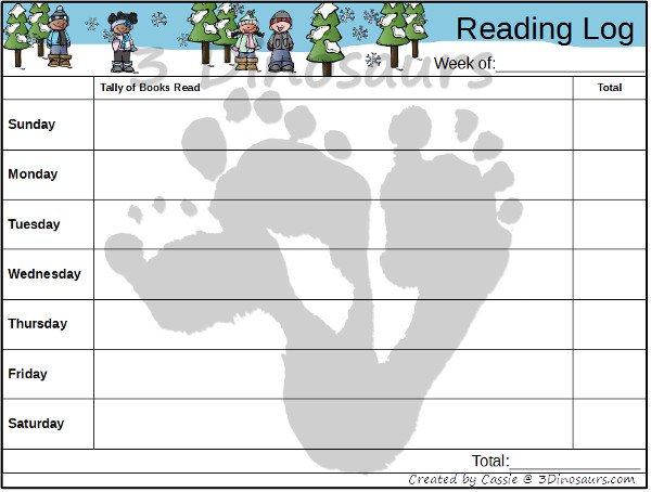 Free Weekly Winter Reading Charts - 3Dinosaurs.com