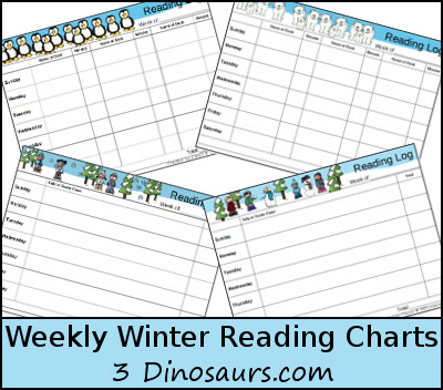 Free Weekly Winter Reading Charts - 3Dinosaurs.com