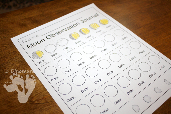 Free Phases of the Moon Bookmarks with an observation journal kids can fill out - options for both hemispheres - 3Dinosaurs.com