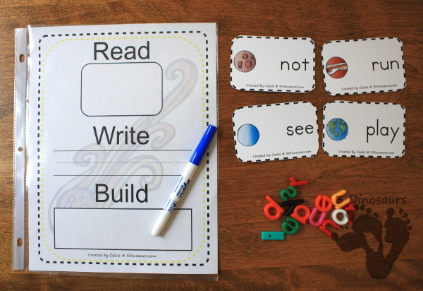 Hands-On Space Themed Sight Word Cards - a great way to work on sight words with kids who love space - 3Dinosaurs.com