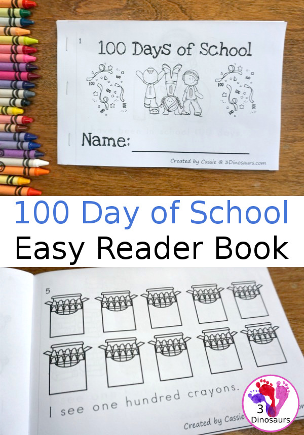 Free 100 Days of School Book Easy Reader Book - 8 page book with ways to count to 100 - 3Dinosaurs.com