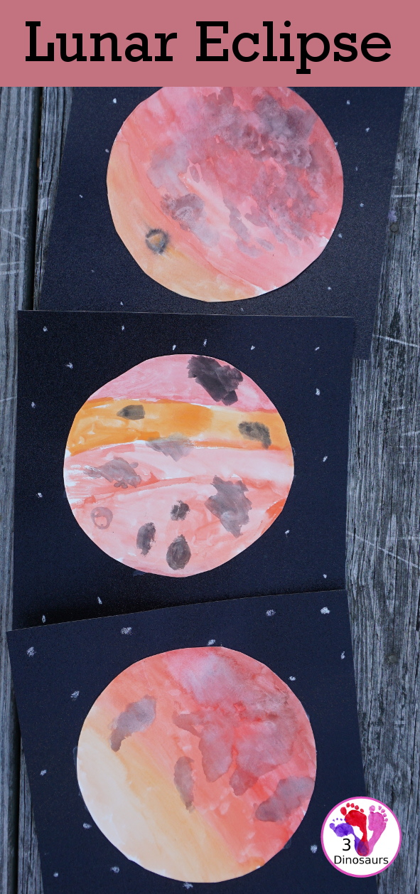 Watercolor Moon: Lunar Eclipse - a great painting project to do with the lunar eclipse - 3Dinosaurs.com