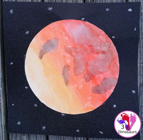 Watercolor Moon: Lunar Eclipse - a great painting project to do with the lunar eclipse - 3Dinosaurs.com