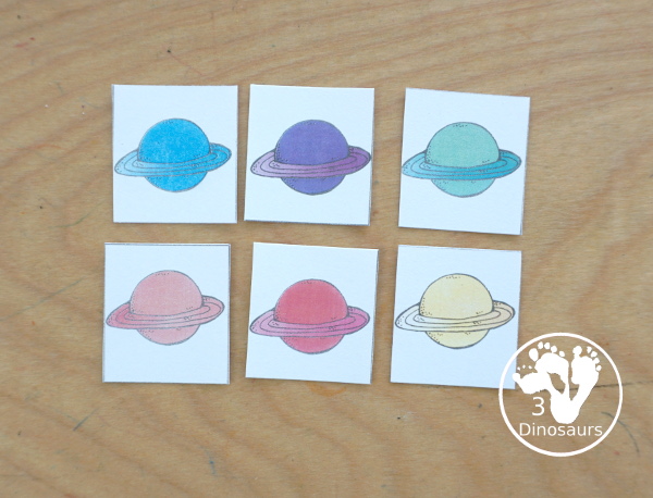 Free Planet Pattern Printable - a great way to work on patterns for a fun space theme with AB and ABC patterns for kids to use with pattern worksheets, pattern grids, continue the pattern for kindergarten and PreK pattern math. - 3Dinosaurs.com