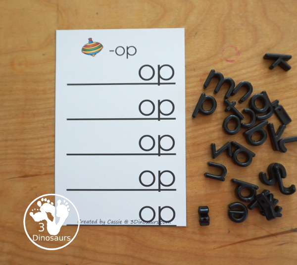 Free CVC Word Family Ladder Printables - 22 CVC word ladders for kids to build CVC words.  A great hands-on word building activity- 3Dinosaurs.com