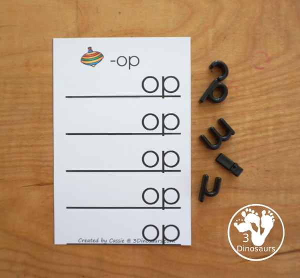 Free CVC Word Family Ladder Printables - 22 CVC word ladders for kids to build CVC words.  A great hands-on word building activity- 3Dinosaurs.com