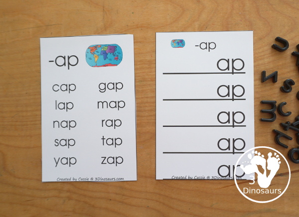 Free CVC Word Family Ladder Printables - 22 CVC word ladders for kids to build CVC words.  A great hands-on word building activity- 3Dinosaurs.com