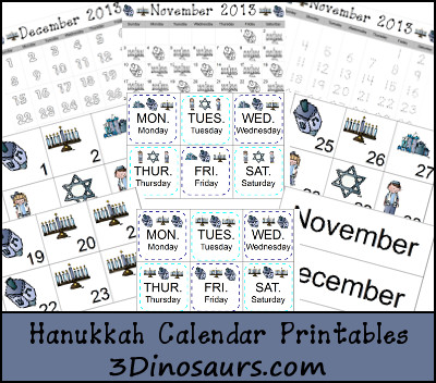 Hanukkah Calendar - 3Dinosaurs.com