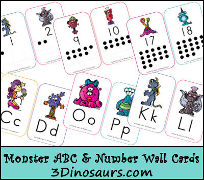 Free Monster ABC & Number Wall Cards