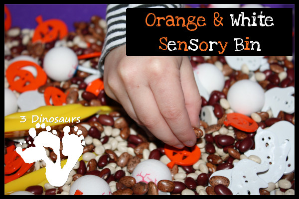 Orange & White Halloween Sensory Bin - 3Dinosaurs.com