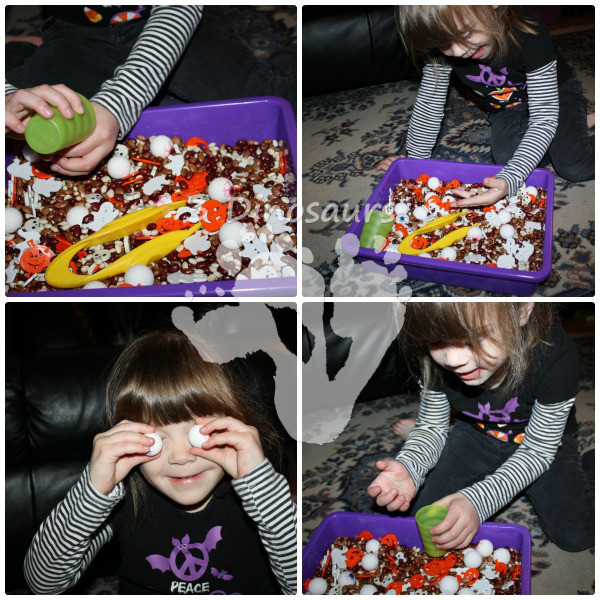 Orange & White Halloween Sensory Bin - 3Dinosaurs.com