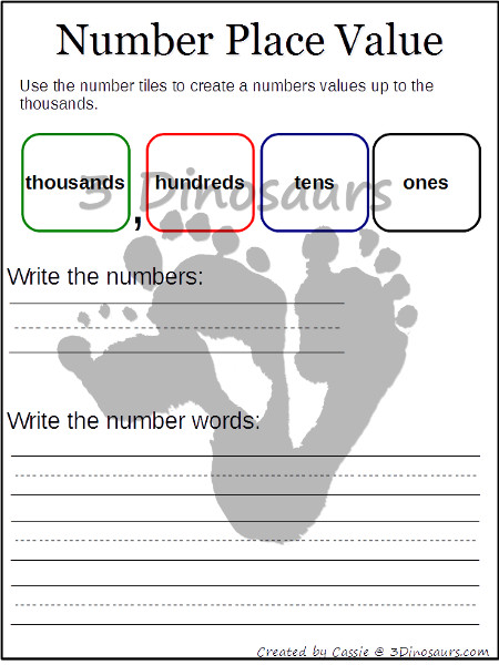 Free 1,000 Number Place Value - 3Dinosaurs.com