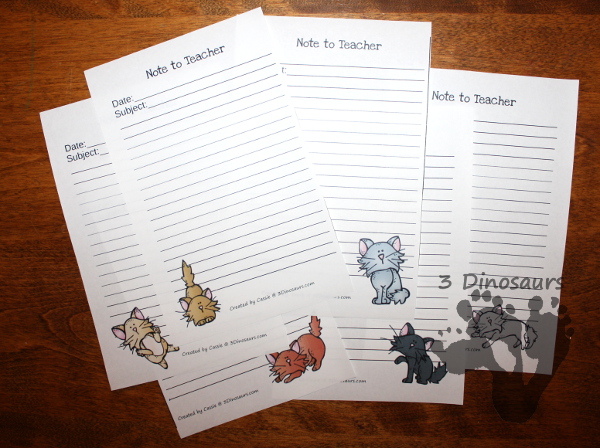 Keeping an Open Communication with Teachers - Free Note to Teacher Printable - 3Dinosaurs.com