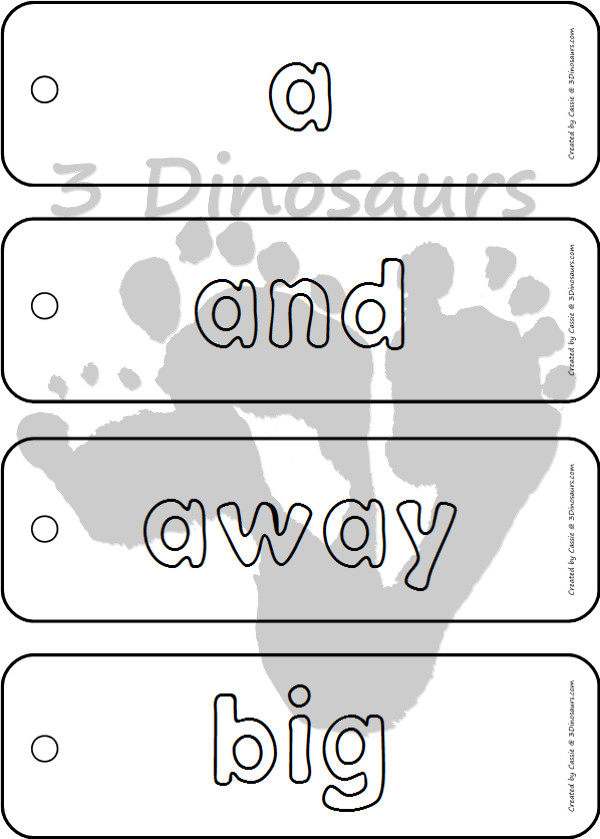 Preprimer Sight Word Coloring Bookmarks - This is the free varation of the coloring bookmark - 3Dinosaurs.com