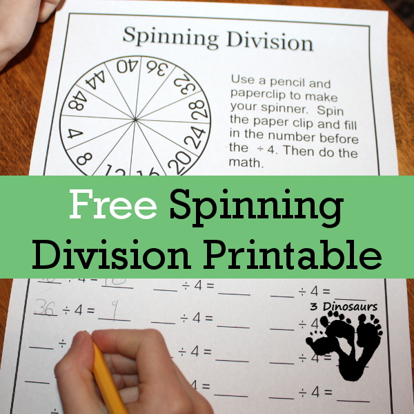 Free Spinning Division Printable: 1 through 12  - 3Dinosaurs.com