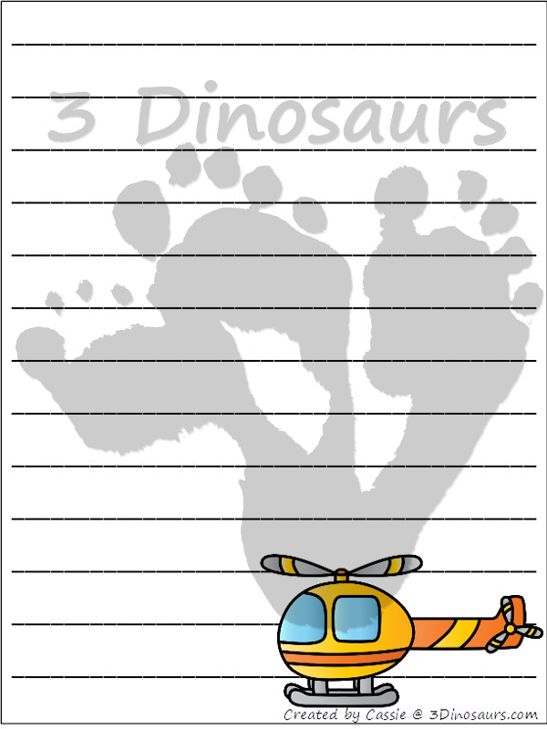 Free Transportation Themed Writing Paper - 8 different images and 4 page types to use with vehicles - 3Dinosaurs.com