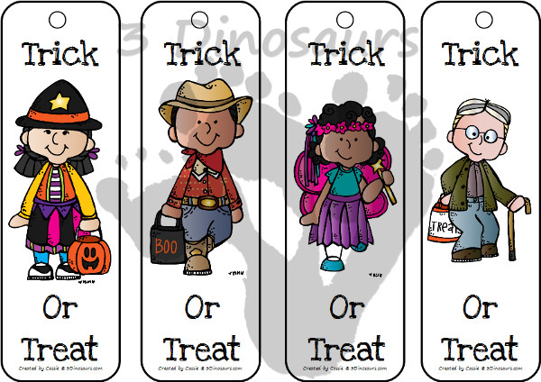 Free Trick or Treat Themed Bookmarks - 8 different ones to pick from for Halloween - 3Dinosaurs.com