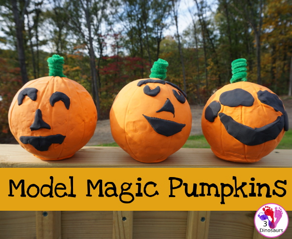 Fun to Make Model Magic Pumpkins - fun hands-on craft to make for the book 5 Little Pumpkins - 3Dinosaurs.com