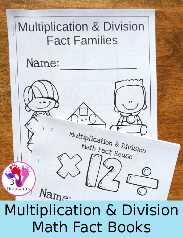 Multiplication & Division Math Fact House Books - 2 types of books for beginners and review books for more advance students $ - 3Dinosaurs.com