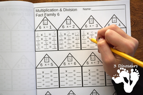 Multiplication & Division Math Fact House Books - 2 types of books for beginners and review books for more advance students $ - 3Dinosaurs.com