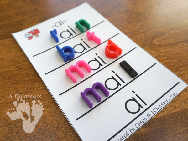 Free Fun Hands-On Vowel Team Ladders - 6 pages of printables - 3Dinosaurs.com