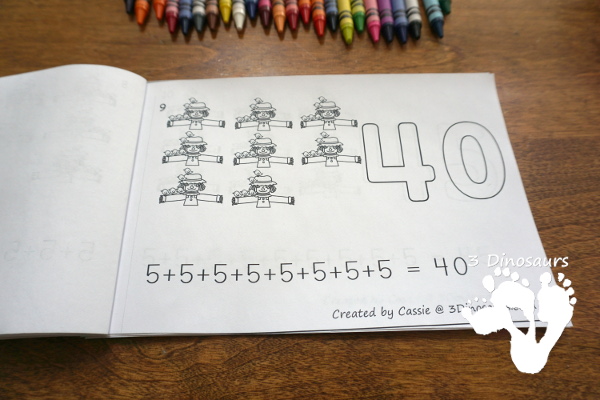 Free Scarecrow Skip Counting by 5s Easy Reader Book - a fun 14 page book with skip counting by 5 on each page. A fun way to learn or review skip counting. - 3Dinosaurs.com