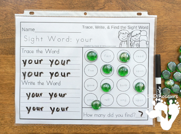 No-Prep Sight Word Trace, Write, Find & Count Bundle - has all 220 Dolch Sight Words: Preprimer, Primer, First Grade, Second Grade, and Third Grade in an easy to use trace, write, find and count for each sight word - 3Dinosaurs.com