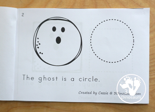 FREE Ghost Shapes Easy Reader Book & Clip cards - 9 fun shapes for kids to read, trace and clip with a fun Halloween theme - 3Dinosaurs.com