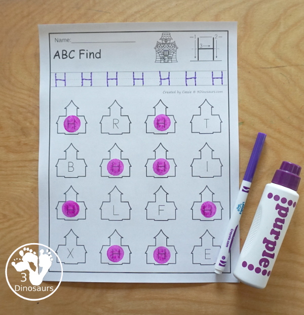 Easy No-Prep Halloween ABC Find - easy no-prep printables with a fun haunted house theme 52 pages with uppercase and lowercase $ - 3Dinosaurs.com