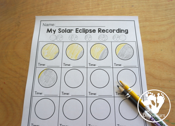 Free Eclipse Recording Sheet: Lunar or Solar - an easy to print printable to help kids record their observations of eclipses - 3Dinosaurs.com