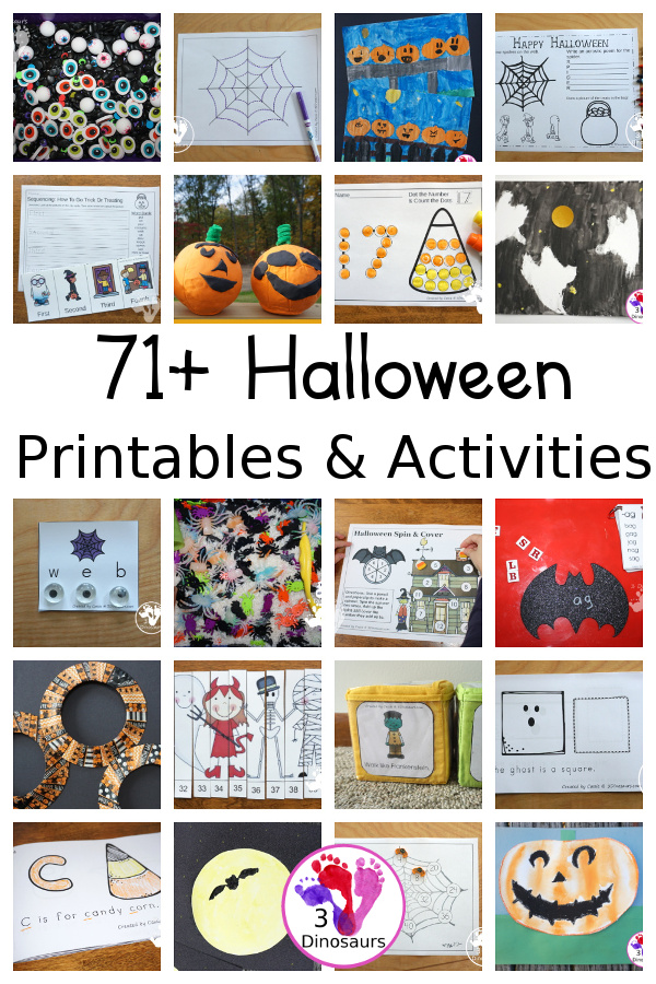 71+ Halloween Activities & Printables - printables, crafts, sensory bins, hands-on activities and more - 3Dinosaurs.com