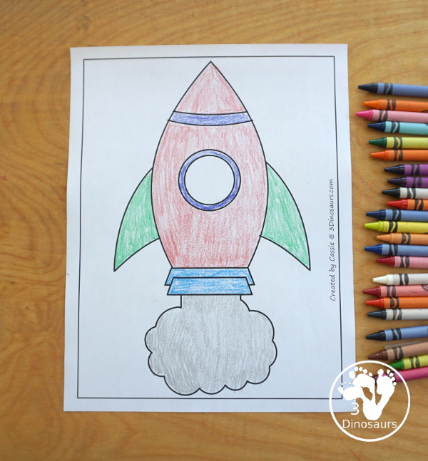 Free Rocket Ship Fine Motor Mat Printables - you have 5 fine motor mats: rocket ship template printable, rocket ship tracing printable, rocket sheet q-tip printable, and rocket sheet dot marker printable - 3Dinosaurs.com