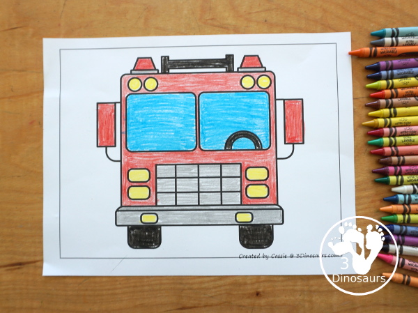 Fire Truck Fine Motor Mat Printables - has three fine motor mats for kids. You have a truck template, a truck tracing page, and a truck q-tip page. Each is a great way to work on fine motor for a fire safety theme or community helper theme. - 3Dinosaurs.com