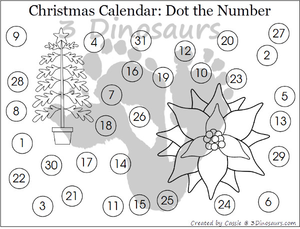 Free 2016 Christmas Calendar Printables: Three different themes: Elves, Santa, & Christmas Themes - 3Dinosaurs.com