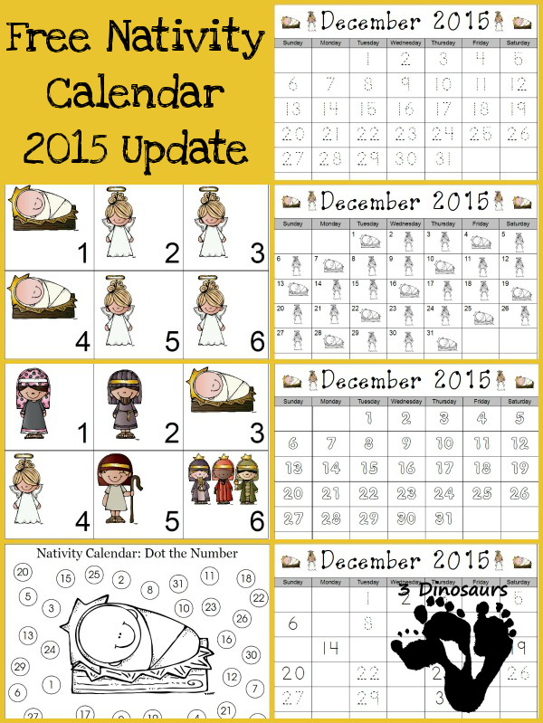 Free 2015 Nativity Calendar Printable - 3Dinosaurs.com