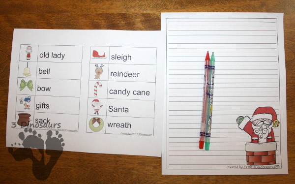 Free Christmas Themed Writing Paper For Kids - 6 different Christmas themes to pick from - 3Dinosaurs.com