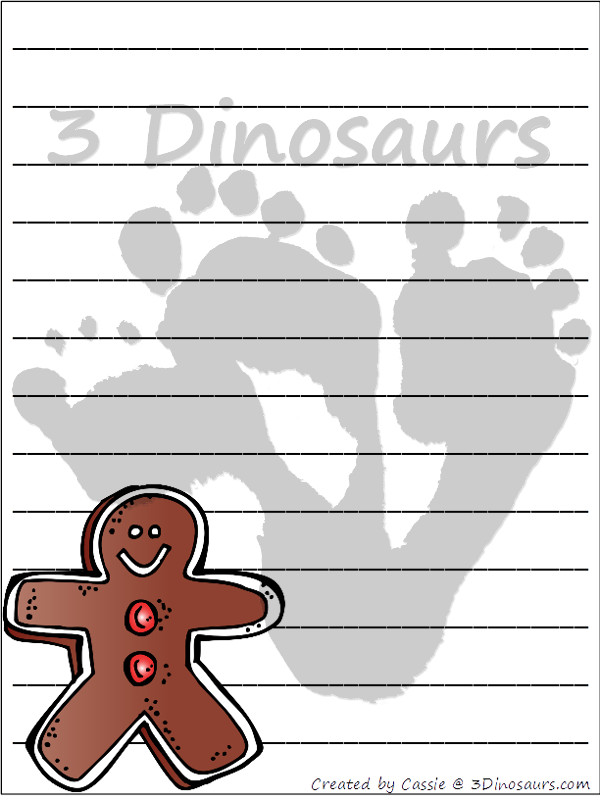Free Christmas Themed Writing Paper For Kids - 6 different Christmas themes to pick from - 3Dinosaurs.com