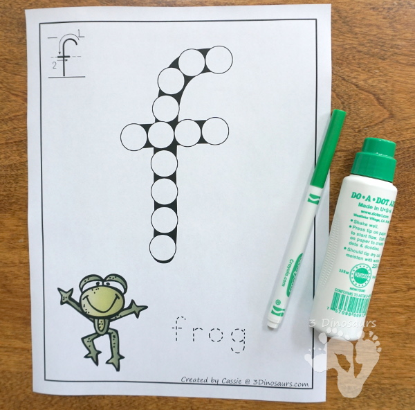 Free ABC Dot Marker Uppercase & Lowercase - 78 pages of printables with 2 options for each uppercase and lowercase letter - how to set up the printalbe- 3Dinosaurs.com