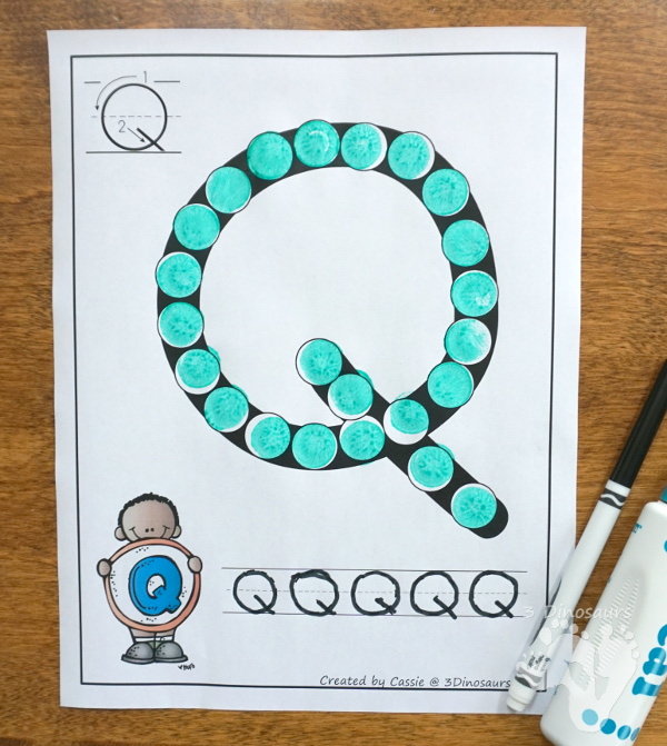 Free ABC Dot Marker Uppercase & Lowercase - 78 pages of printables with 2 options for each uppercase and lowercase letter - 3Dinosaurs.com