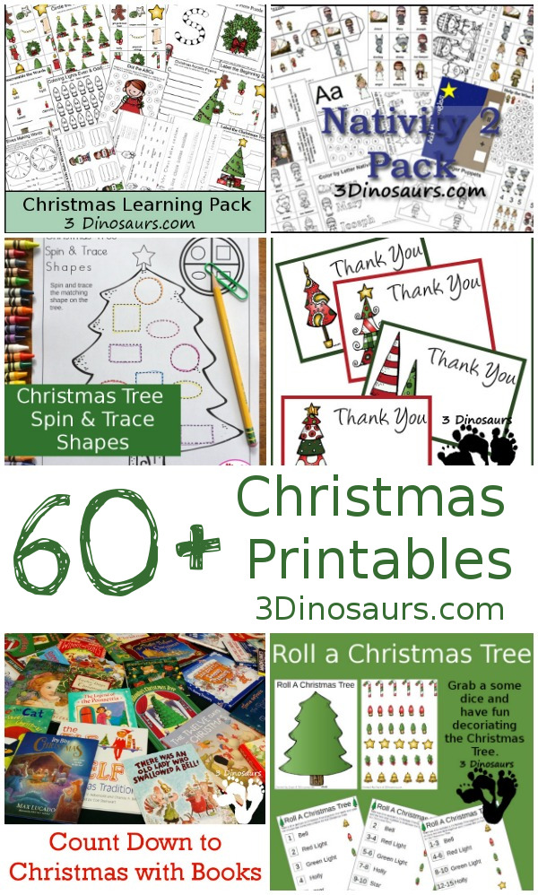 Over 1,200 pages of Christmas Printables from 3Dinosaurs.com