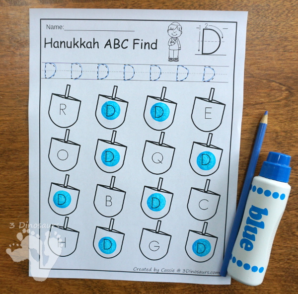 Hanukkah ABC letter with with 52 pages for uppercase letters and lowercase letters. - 3Dinosaurs.com