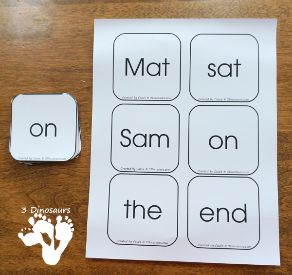 Early Reading Printables BOB Books Printables: Set 1 Book 1 Mat & 2 Sam - with 5 fun activities for kids to use with books working on CVC and first sight words - 3Dinosaurs.com