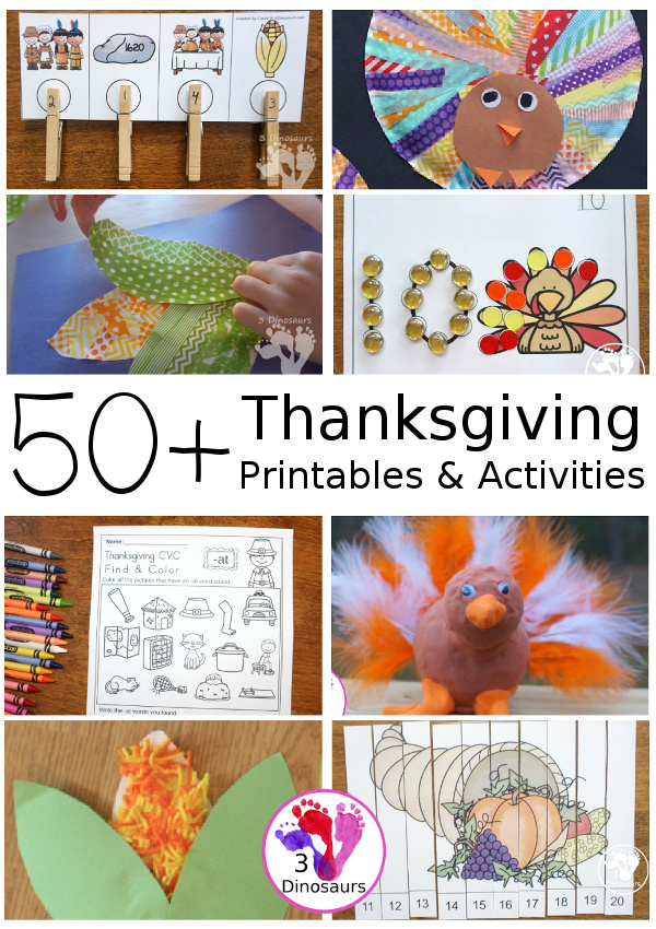 Thanksgiving Activities & Printables - 3Dinosaurs.com