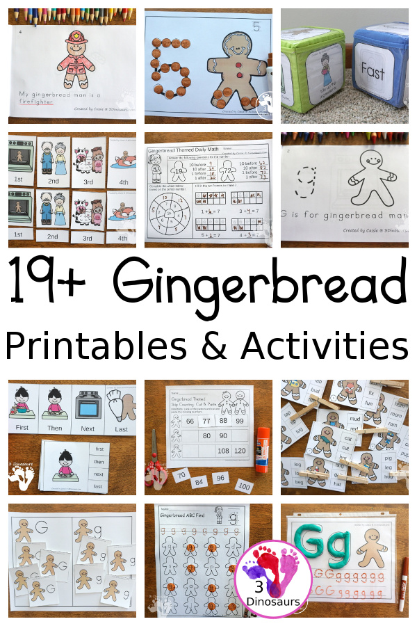 Gingerbread Man Activities & Printables on 3Dinosaurs.com