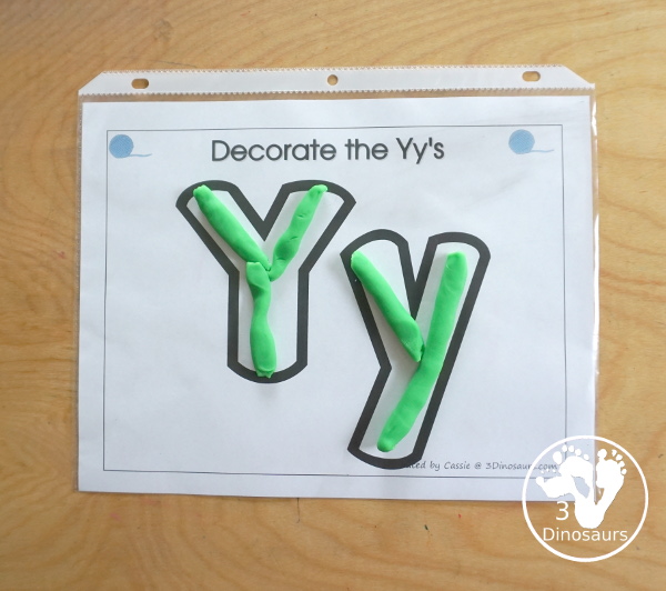 Free Romping & Roaring Y Pack Letter Pack: Y is for yarn - a letter Y pack that has prewriting, finding letters, tracing letters, coloring pages, shapes, puzzles and more - 3Dinosaurs.com